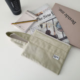 Oxford simple line strap pouch - beige