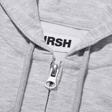 WITTY BUNNY SPLIT GRAPHIC CROP HOODIE ZIP UP [MELANGE GRAY]