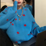 フラワーニット / Blue flower knit