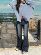 Dark boot-cut denim