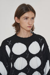 HOLE ARGYLE ROUND KNIT / BLACK (6600196751478)