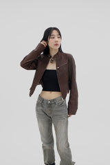 ピグメントウォッシュドレザージャケット / Pigmented Washed Leather Jacket - Brown