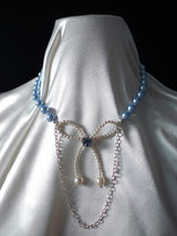Blue Ribbon Chain Necklace