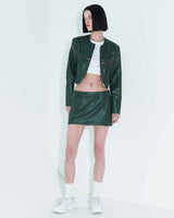 フォーレザーローライズミニスカート / Faux-Leather Low Rise Mini Skirt _ Green