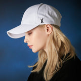 Stud logo over fit ball cap white