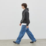 Curved two-tuck Side Denim Pants (Blue)