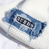 denim patchwork watch cap (white)