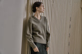 リブ Vニットトップス/RIBBED V-KNIT TOP_L.GREEN