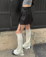 Tie pleated skirt