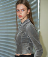 [NF] MIXED VELOUR 2 WAY JACKET (BLUE-GRAY)_F23ZA949