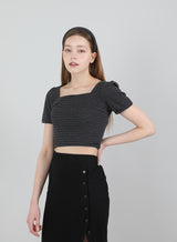 ストライプパフTシャツ / Stripe Puff T-shirt Black