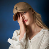 3D Monogram logo over fit ball cap BEIGE