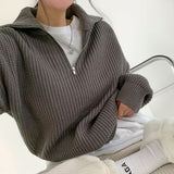 Quarter Zip Waffle Knit Top