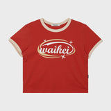 ウーマンヴィンテージロゴリンガーハーフスリーブTシャツ / Women vintage logo ringer half sleeve tshirts