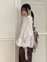 Shabe Side Line Coloring Nylon Two-Way String Long Cargo Pants