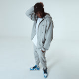 オーバーフィットプリンティングフードジップアップ/OVERFIT PRINTING HOOD ZIP-UP-MELANGE GREY