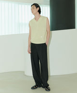 UNISEX PINTUCK STITCH WIDE PANTS M - BLACK (6689418641526)