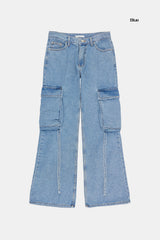 Hangdown string cargo denim pants