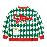 22アーガイルオーバーサイズニットカーディガン/22 ARGYLE OVERSIZED KNIT CARDIGAN GREEN