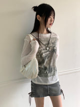 Regent Ribbon Smudging Long Sleeve T-Shirt