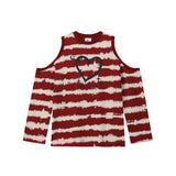 0 4 off shoulder stipe top - RED 