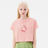 ウィッティバニートムボーイクロップTシャツ / WITTY BUNNY TOMBOY CROP T-SHIRT [SALMON]