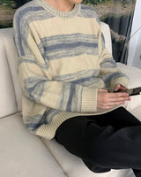 ストライプラウンドニットウェア/NI Striped Round Knitwear (2 colors)