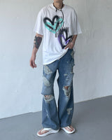ダメージワイドパンツ / SK Damage Wide Pants (2 colors)