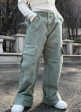 ディングデニムスリットワイドカーゴパンツ / Ding denim slit wide cargo pants