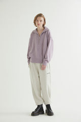 HALF ZIP UP PUNCHING ARGYLE SWEATER LAVENDER (6613773844598)
