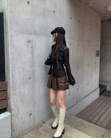 Leather cargo skirt pants