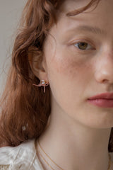 クリスタルウィズリボンタイピアス/Crystal with ribbon tie earring (3colors)