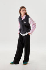 COLLECTION BELT POINT TWO TUCK PANTS [BLACK]