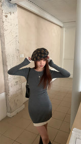 Slim line ribbed mini dress