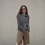 Beige Line Burmuda Pants