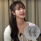 [IU Piercing] Dainty Heart Crystal and Ribbon Huggies Piercing - Silver Color