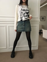 Koga see-through printed boat neck knit t-shirt