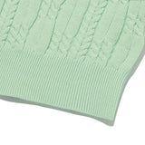スモールチェリーケーブルクロップ丈のショットスリーブニット／SMALL CHERRY CABLE CROP SHORT SLEEVE KNIT [MINT]