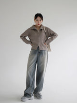2WAYハイネックニットジップアップ / Two-way high-neck knit zip-up (2color)
