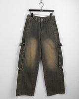 Riden Vintage Washed Pocket Denim Long Wide Pants