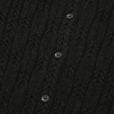SMALL CHERRY CABLE CROP KNIT CARDIGAN [BLACK]