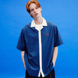 ドルフィングラフィックボーリングハーフスリーブシャツ/Dolphin graphic bowling half sleeve shirts