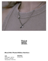 Mixed Mini Pleated Ribbon Necklace (Antique Silver)