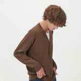 LAMBSWOOL V NECK CARDIGAN_BROWN (6612826620022)