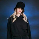Stud drop over fit bucket hat BLACK
