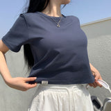 デイリーラベルセミクロップショートスリーブTシャツ