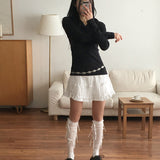 Lisen Ribbon Lace Balletcore Low Rise Mini Skirt