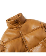 TL Synthetic Leather Duck Down Short Padding (Brown)