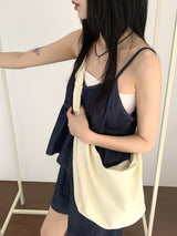 Denim Stitch V-Neck Bustier Sleeveless