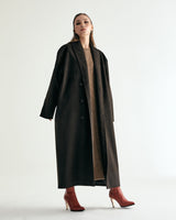 UNISEX FAKE NUBUCK MAXI COAT W - DARK BROWN (6636063457398)